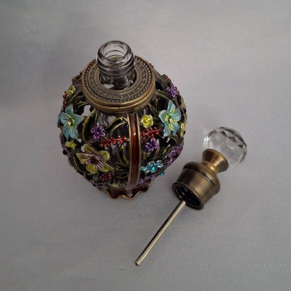 Vintage Yu Feng Flower Glass Perfume Bottle - Picture 6 of 6